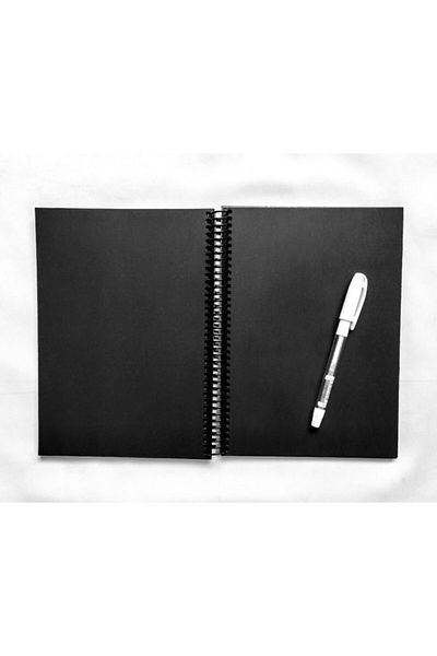 Tasarım Siyah Defter The Little Prince Black Notebook White Pen Memory Book Photo Album Black Drawing Notebook with Wooden Cover