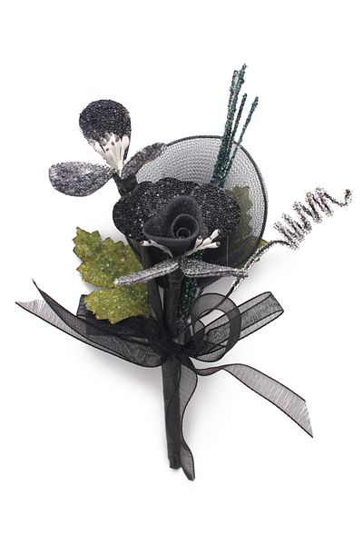 Lora Wedding Κιτ Μαύρο Χρώμα Λουλούδι 14cm 12 Τεμάχια