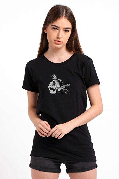 QIVI Leonard Cohen Štampano Crna ženska Pleteno majica T-shirt T-shirt