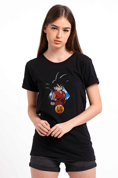 QIVI Anime Dragon Ball Štampano Crna Ženska Pleteno Majica T-shirt Majica