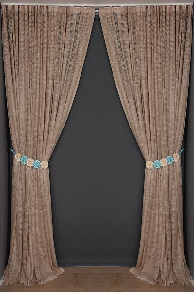 AKÇA TEKSTİL Close Point Mink Color Single Wing Ready Planted Pleated Background Curtain 300*260 Cm
