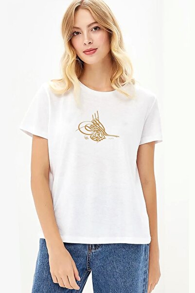 QIVI Ottoman Tughra Štampano Bela Ženska Pleteno Majica T-shirt Majica