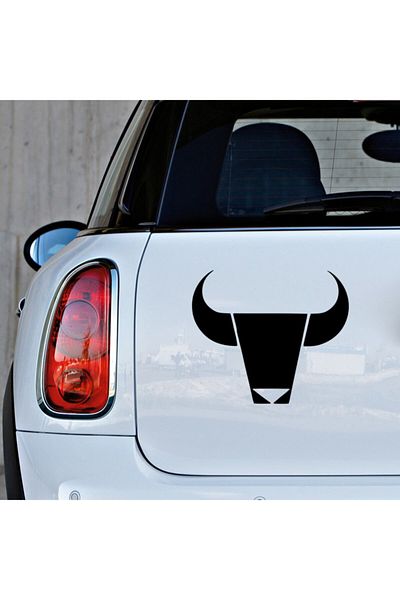 New Jargon Autocolant cu cap de bou cu coarne pentru autovehicul și perete 35cm - negru