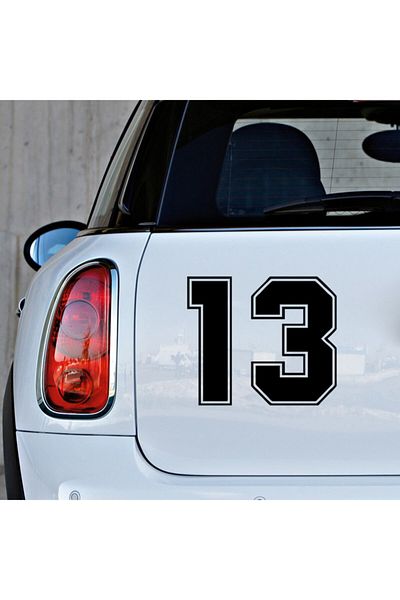 New Jargon Autocolant cu număr de 13 numere cu contur exterior 35 cm - negru