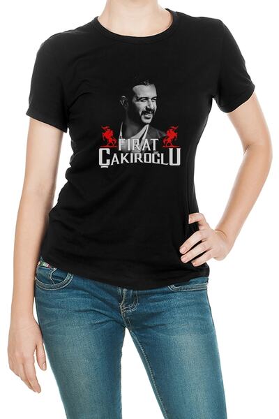 QIVI Firat Çakiroğlu Štampano Crna ženska Pleteno majica T-shirt T-shirt majica