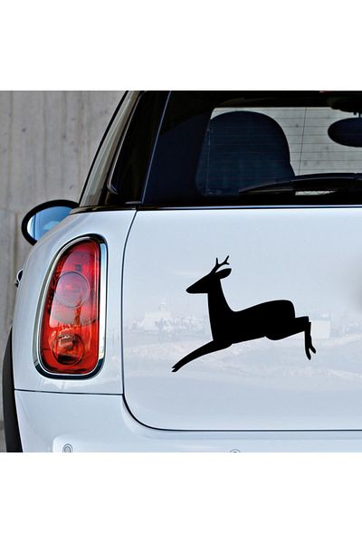 New Jargon Autocolant Jumping Deer 35cm pentru Vehicul și Perete - Negru