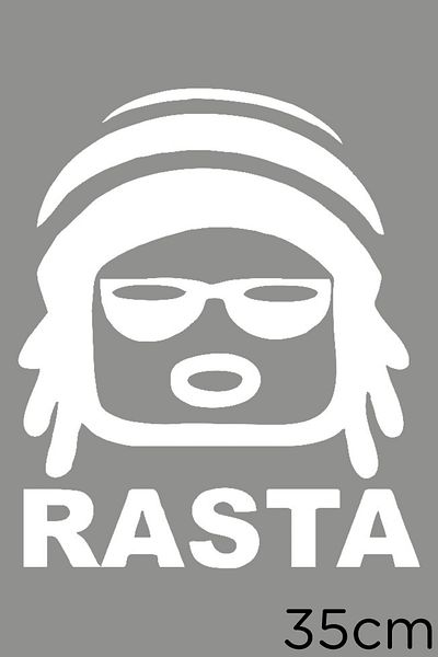 New Jargon Autocolant cu caracter Rasta scris cu ochelari 35cm - alb