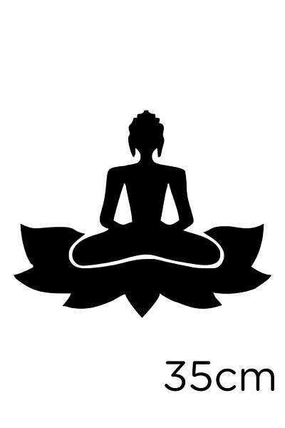 New Jargon Woman Doing Buddha Zen Yoga on Flower Sticker 35cm - Black