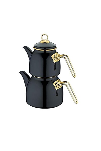 OMS Emaye Çaydanlık Takımı Siyah