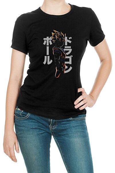 QIVI Anime Dragon Ball Štampano Crna Ženska Pleteno Majica T-shirt Majica