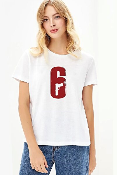 QIVI Rainbow Six 6 Štampano Bela Ženska Pleteno Majica T-shirt T-shirt