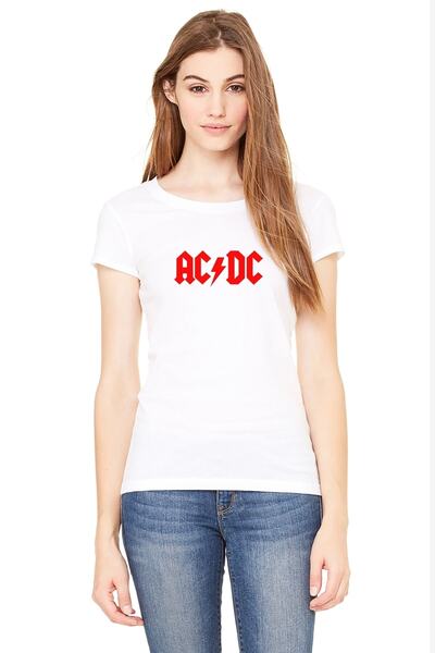 QIVI ACDC logo crvena Štampano bela ženska Pleteno majica