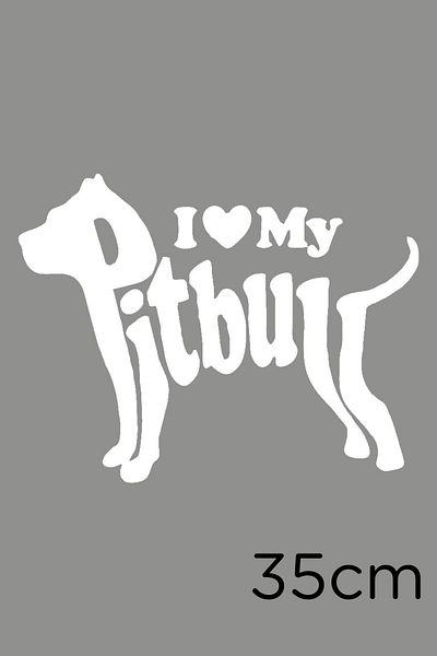 New Jargon Autocolant pentru vehicul I Love My Pitbull Dog 35cm - Alb