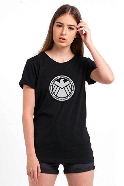 QIVI H I E L D Чорна жіноча трикотажна футболка з принтом