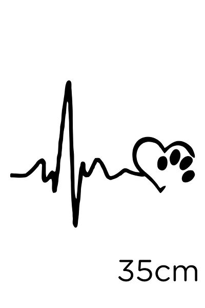 New Jargon Pulse Heartbeat Paw Pethop Autocolant 35cm - Negru