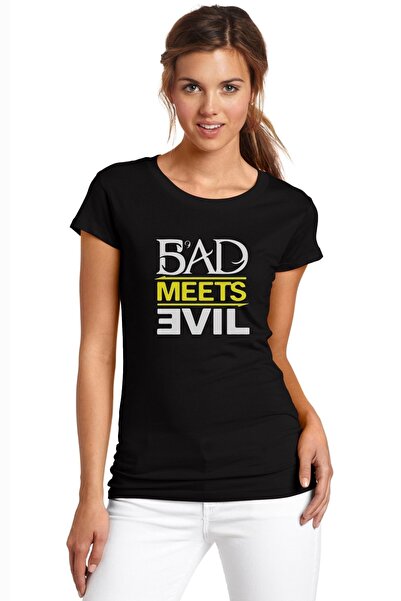 QIVI Bad Meets Evil Logo Štampano Crna ženska Pleteno majica