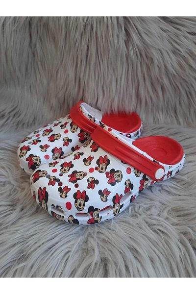 Akınal Bella Women's Red White Mickey Mouse Slippers