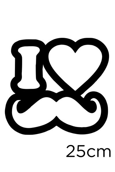 New Jargon Autocolant I Love My Mustache Mustache 25 Cm - Negru