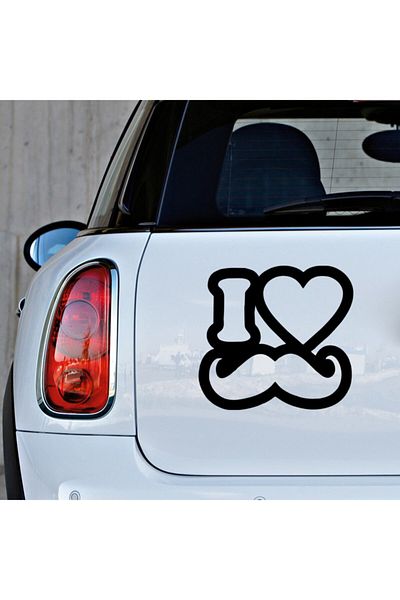 New Jargon Autocolant I Love My Mustache Mustache 25 Cm - Negru