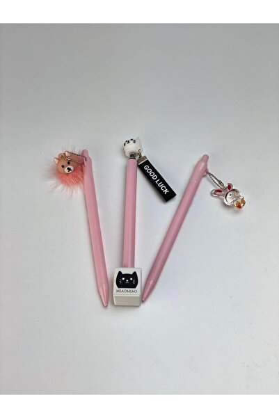 Dolphin Pembe 3 Farklı Maskotlu Uçlu Kalem