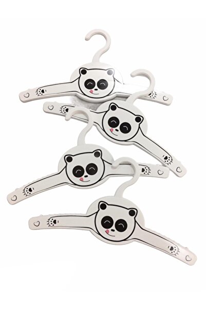 HYSTORE شماعة ملابس أطفال 4 قطع نمط الباندا الأبيض