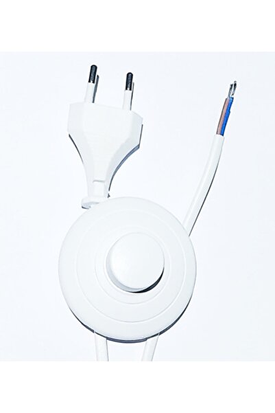 Renklipriz Yer Puarlı Fişli Lambader Abajur Kablosu 4 Metre Beyaz