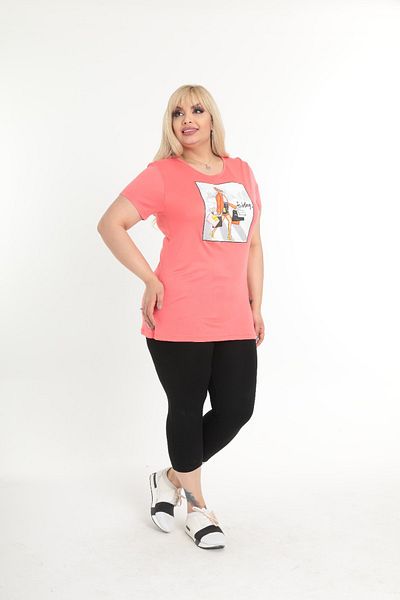 BİrHoşButik Women's Pink Large Size Leggings Set
