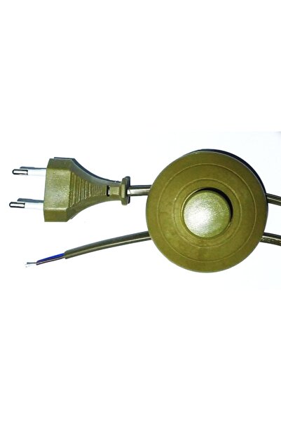 Renklipriz Yer Puarlı Fişli Lambader Abajur Kablosu 4 Metre Gold