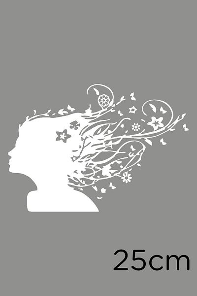 New Jargon Butterfly and Flowers Inside Woman's Hair Sticker 25 cm