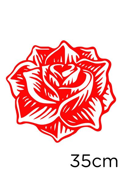 New Jargon Spring Opened Rose Grain Sticker Paste 35cm for Vehicle and Wall - Red