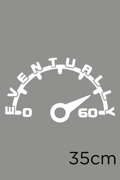 New Jargon Semn de viteză și în urmă scriere autocolant 35cm - alb
