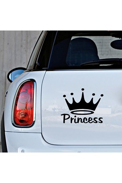 New Jargon Coroana prințesă cu cinci stele și autocolant cu scris prințesă 35 cm - negru