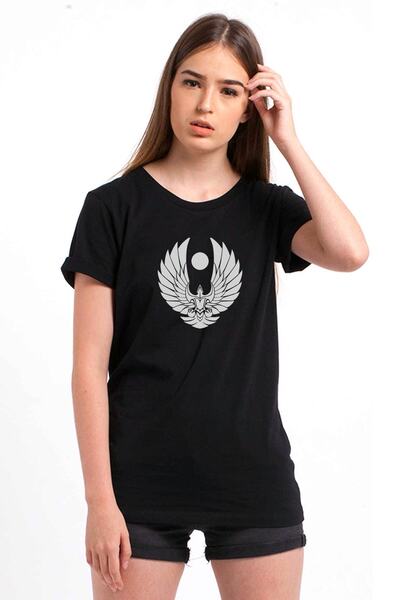 QIVI Trek Online Romulan Klingon Logo Štampano Crna Ženska Pleteno Majica