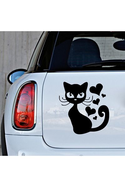 MIGNATIS Pasting Autocolant Pisica In Dragoste Si Inimi 35cm - Negru