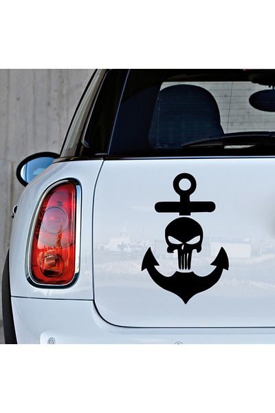 MIGNATIS Autocolant Ancoră De Mare Și Craniu Lipire 35cm - Negru