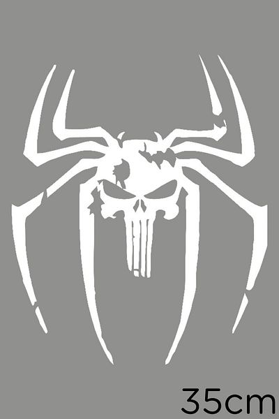 MIGNATIS Autocolant alb cu craniu - Spider and Punisher, pastă 35 cm