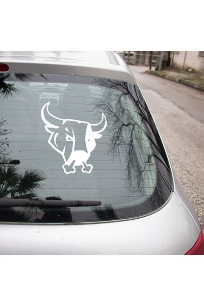 MIGNATIS Autocolant creativ Angry Bull pentru lipire auto 45cm - alb