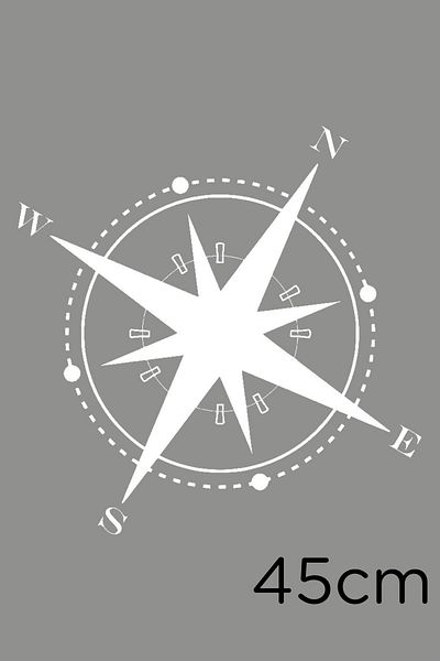 MIGNATIS Autocolant pentru vehicule North South East West Pointed Compass 45cm - Alb