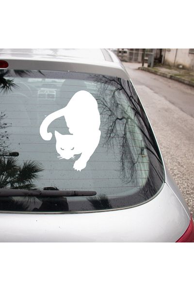MIGNATIS Autocolant Pisica Neagră care se apropie lent de vânătoare 45cm - Alb
