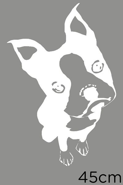 MIGNATIS Autocolant drăguț Boston Terrier Etichetă de pastă 45cm - Alb