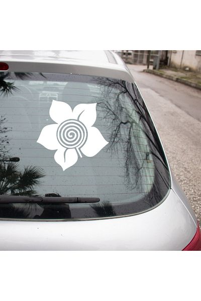 MIGNATIS Autocolant alb cu cinci frunze cu etichetă de flori de 45 cm