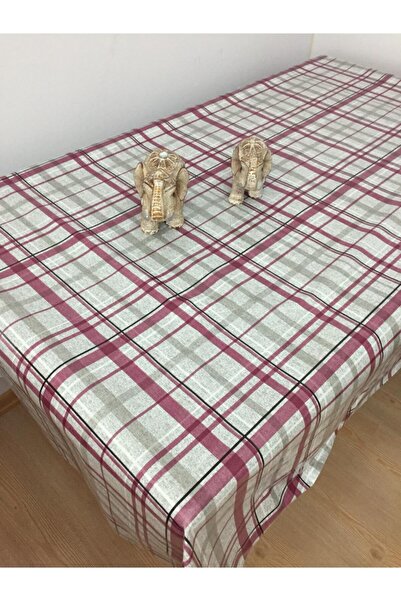 CLK Home مفرش طاولة من القماش الزيتي PVC مبطن باللون الرمادي والأرجواني