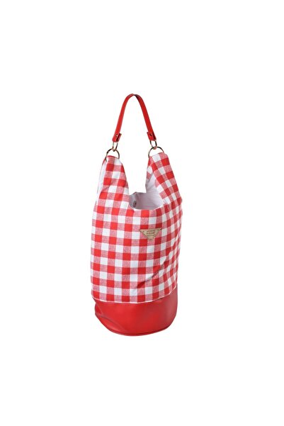 Sisaart Poşe Bag Deri Zeminli Pötikare Model Kadın Çanta