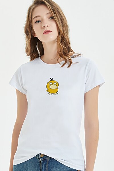 QIVI Pokemon Psyduck Štampano Bela Ženska Pleteno Majica T-shirt T-shirt