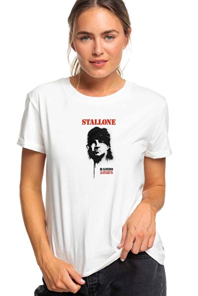 QIVI Stallone kapa Silvester Stallone iz Rambo Štampano bela ženska Pleteno m...