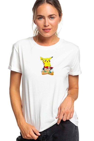 QIVI Pokemon 4k Štampano bela ženska Pleteno majica T-shirt