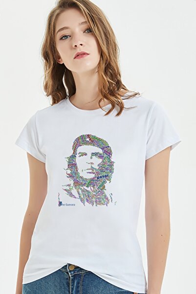 QIVI Che Guevara Diarios de Motocicleta Tricou Tricotat damă Alb Imprimat