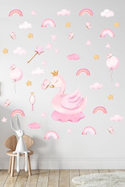 Sticker Ekspres Prenses Kuğu Çocuk Odası Duvar Sticker Seti