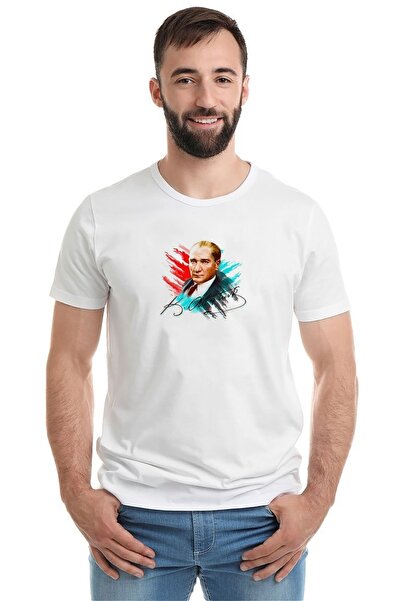 QIVI Tc Ulu Önder Mustafa Kemal Atatürk Štampano Bela muška Pleteno majica T-...