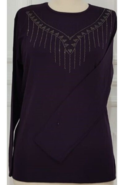 Nacar Anne Yaka Taşlı Bluz Penye